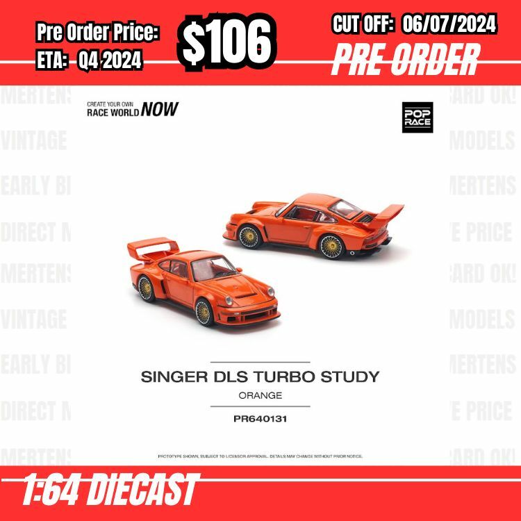 PO-$106 * Pop Race * 1:64 SINGER DLS TURBO (TRACK) ORANGE [OD25/06]