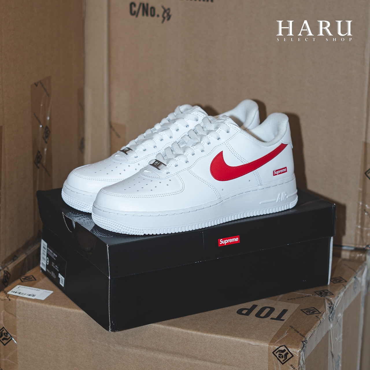 聯名款 Supreme x NIKE AIR FORCE 1 Shanghai 上海限定 白紅 白色 全白 紅勾 CU9225-101