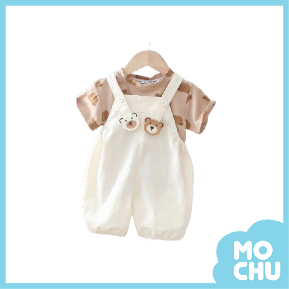熊熊寶貝吊帶褲套裝(二色）