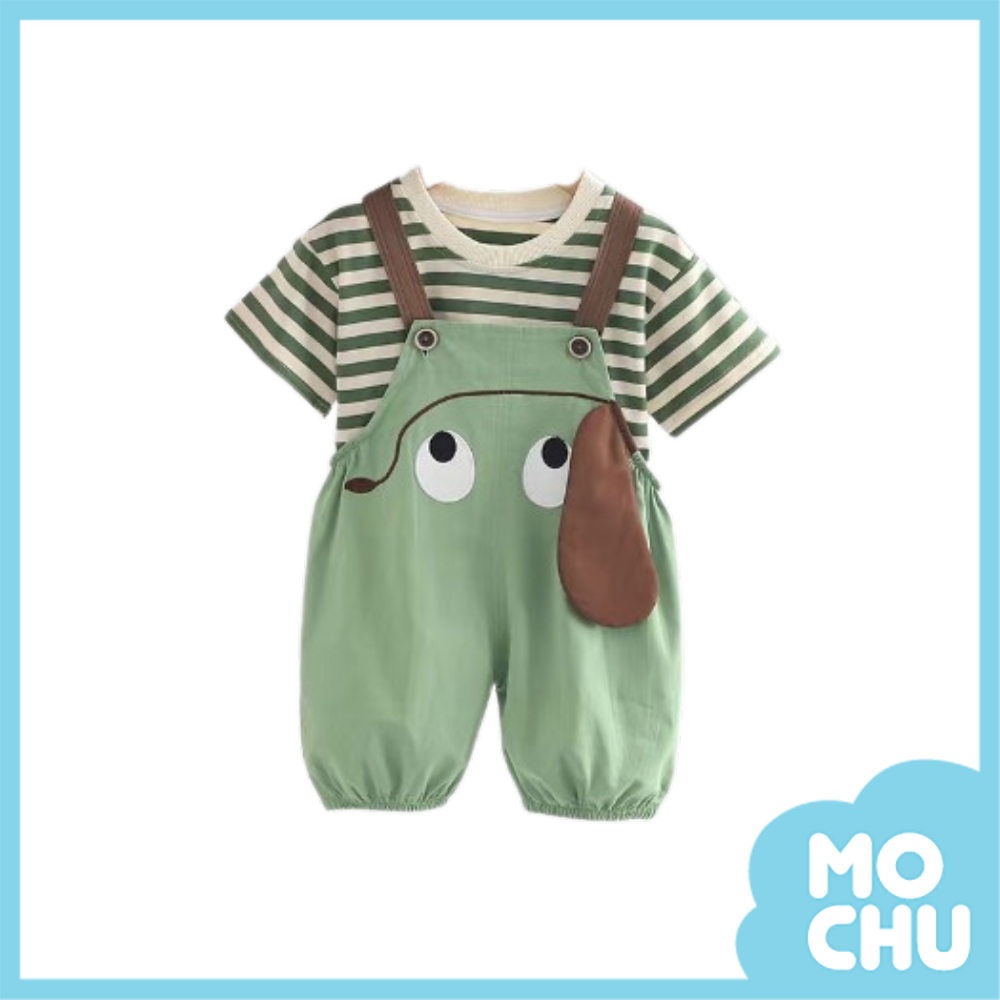 大耳朵汪汪吊帶褲套裝(二色）