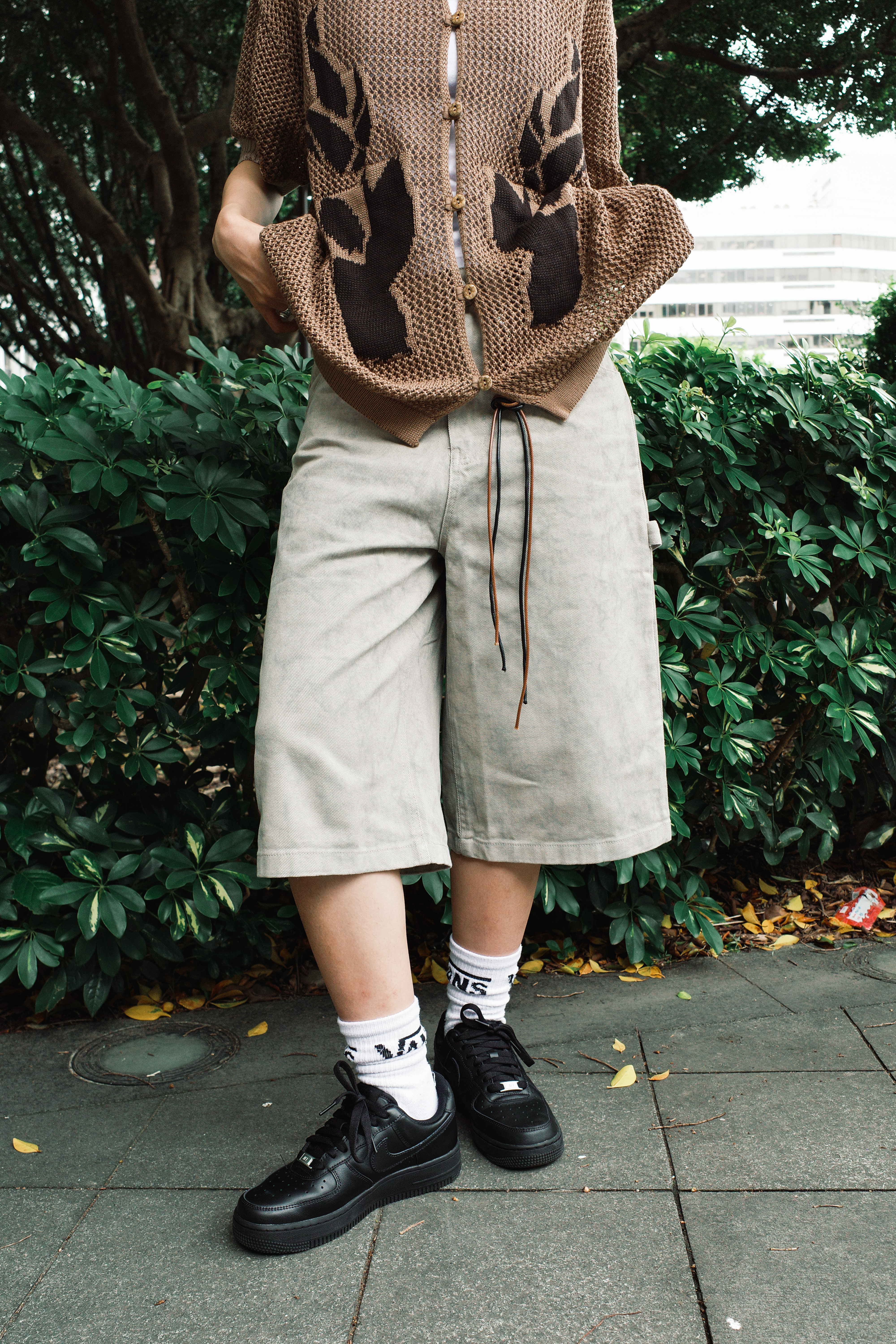 『Always_Good』復古 做舊水洗 附掛飾 七分 短褲