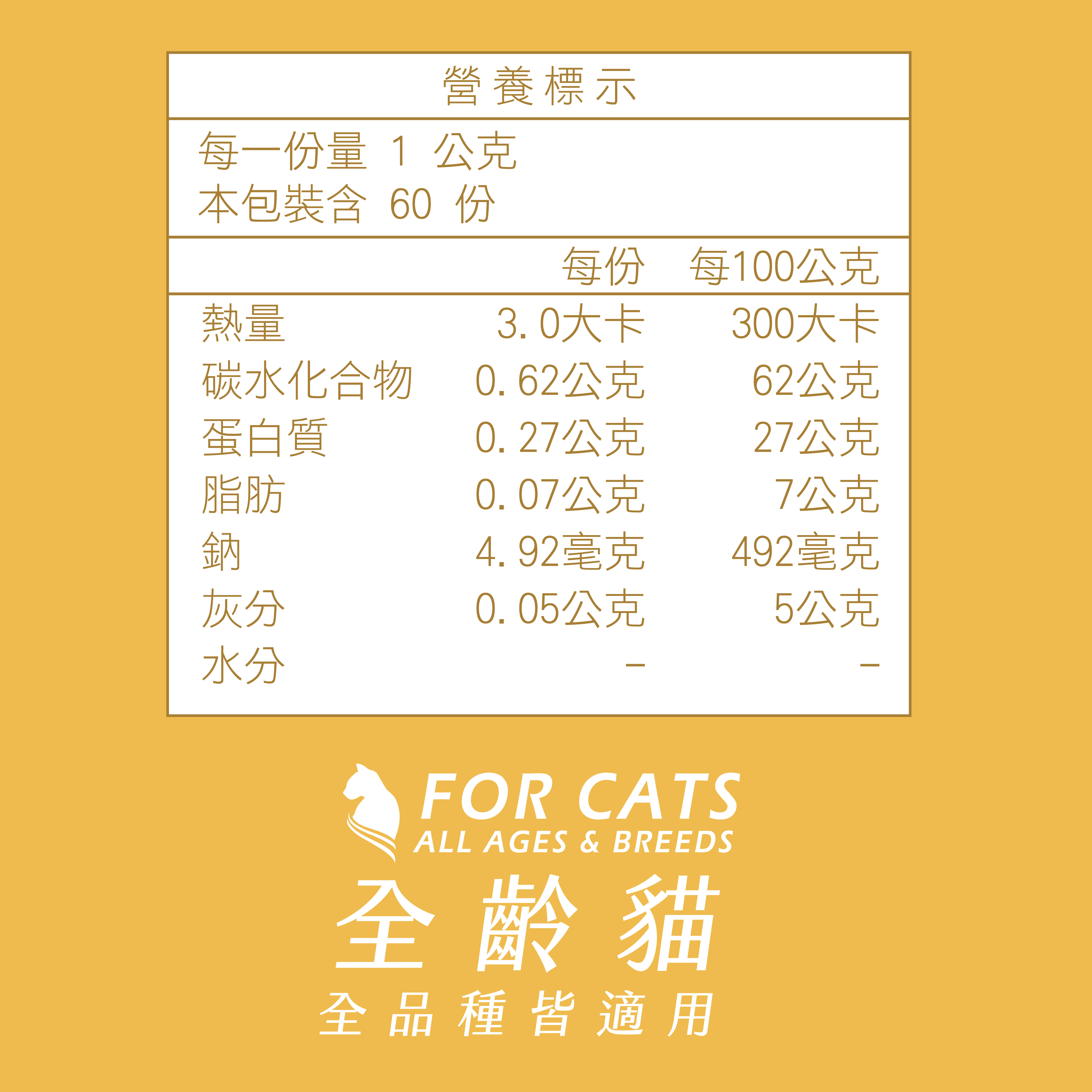 威旺貓全方位保健品的建議食用量