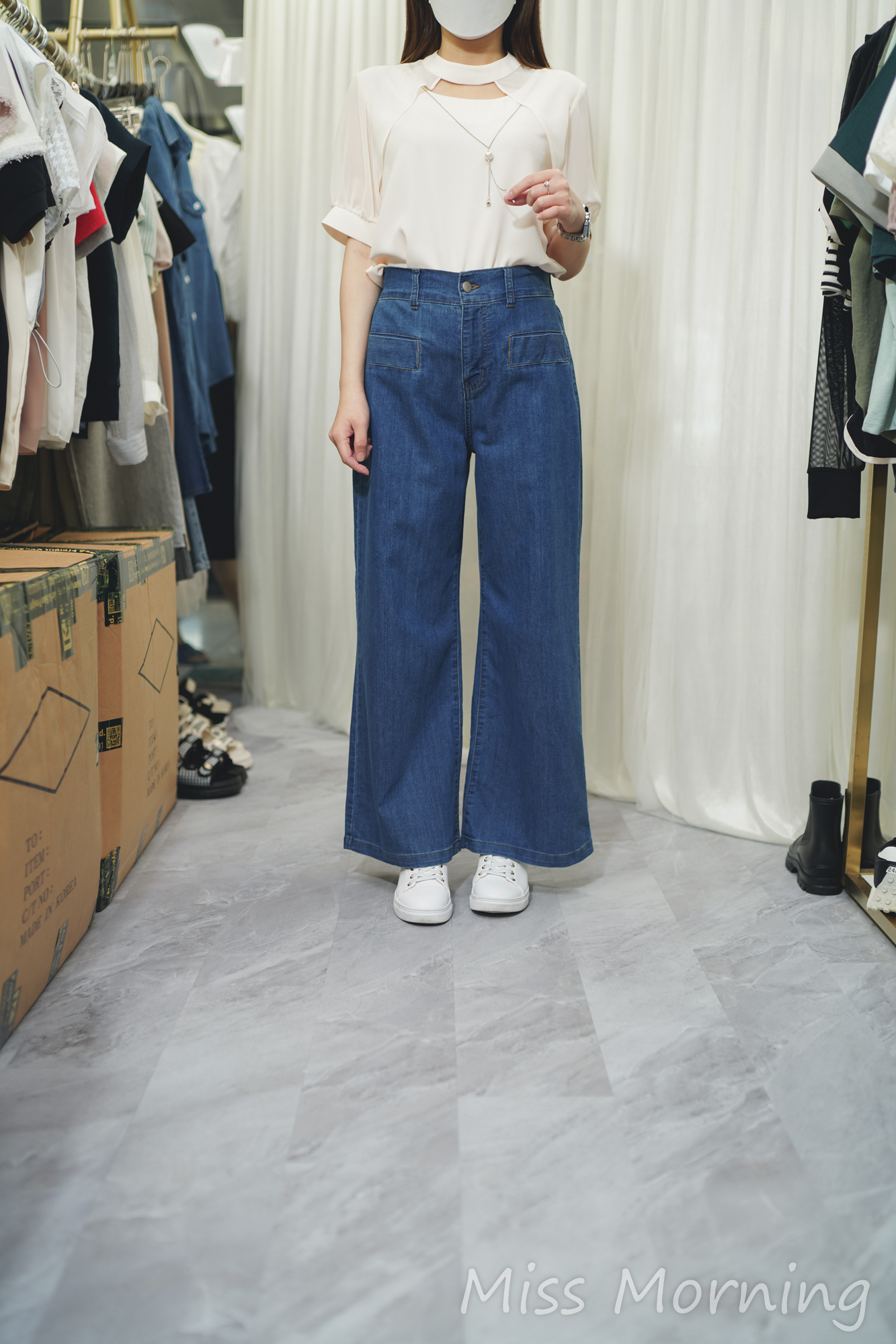 高質有款一字領雪紡上衣(14014)