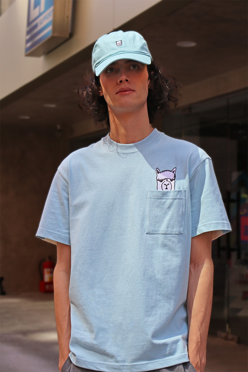 Embroidery-躲貓貓羊駝 刺繡前後撞色短袖T