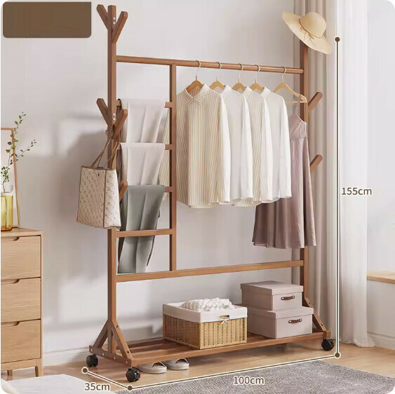 Hotly recommended removable clothes hanger (9 branches - brown 100cm long trouser rack model)