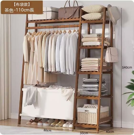 Hotly recommended fabric storage coat rack (brown-110cm long)