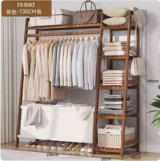 Hotly recommended fabric storage coat rack (brown-130cm long)