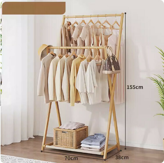 Hotly recommended solid wood floor-standing coat rack (original color - ordinary style 70cm long)