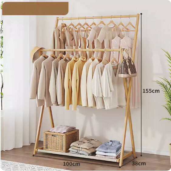 Hotly recommended solid wood floor-standing coat rack (original color-ordinary style 100cm long)