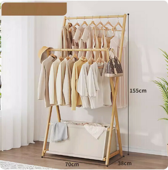 Hotly recommended solid wood floor-standing coat rack (original color-storage type 70cm long)