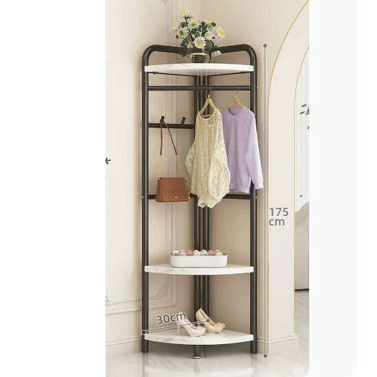 Hot recommended multi-functional clothes drying rack, coat rack, simple hanging wardrobe, clothes drying rack [Corner coat rack-three-layer partition-classic black]