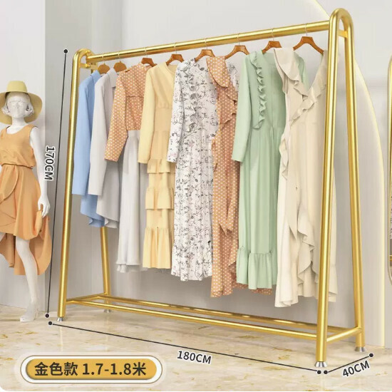 Hotly recommended multi-functional clothes drying rack, coat rack, simple hanging wardrobe, clothes drying rack [light luxury gold-length 180*height 170] [extra thick tube]