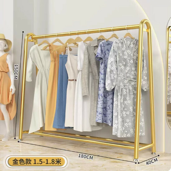 Hotly recommended multi-functional clothes drying rack, coat rack, simple hanging wardrobe, clothes drying rack [light luxury gold-length 180*height 150] [extra thick tube]