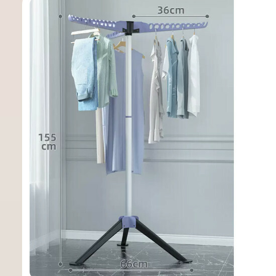 Hotly recommended multifunctional coat rack, clothes drying rack, simple hanging wardrobe, clothes drying rack [black and blue] metal style - installation-free folding - three-fin windproof - liftable [size: (large)]