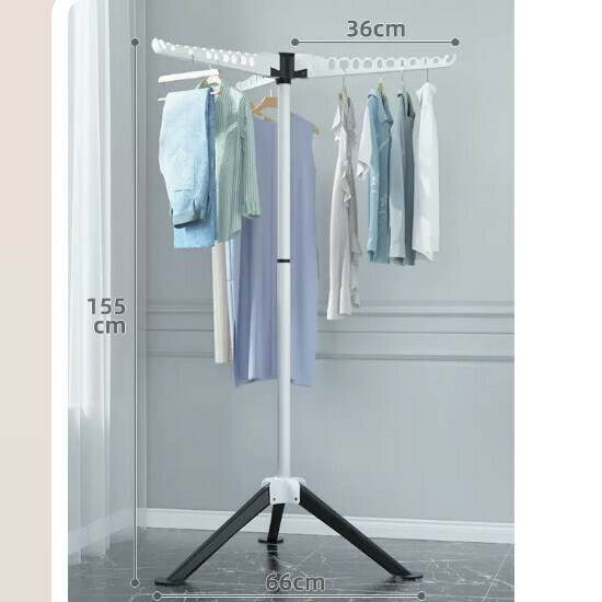 Hotly recommended multifunctional coat rack, clothes drying rack, simple hanging wardrobe, clothes drying rack [black and white] metal style - installation-free folding - three-fin windproof - liftable [size: (large)]