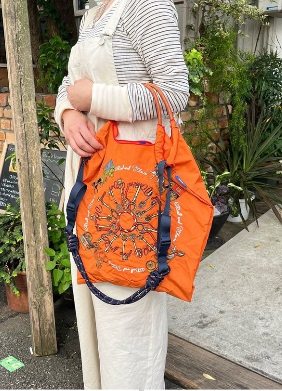 Ball＆Chain 刺繡環保購物袋 M號 - 橘 (30103807)