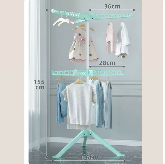 Hotly recommended multifunctional coat rack, clothes drying rack, simple hanging wardrobe, clothes drying rack [Nordic green] upgraded double-layer seven-wing windproof - can be lifted and rotated [size: (large)]