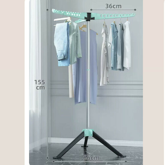 Hotly recommended multifunctional coat rack, clothes drying rack, simple hanging wardrobe, clothes drying rack [black and green] stainless steel - installation-free folding - three-fin windproof - liftable [size: (large)]