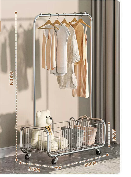 Hotly recommended multifunctional coat rack, clothes drying rack, simple hanging wardrobe, clothes drying rack [silver bold and deepened U-shaped mesh frame clothes hanger 80cm]