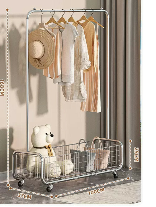 Hotly recommended multifunctional coat rack, clothes drying rack, simple hanging wardrobe, clothes drying rack [silver bold and deepened U-shaped mesh frame clothes hanger 100cm]