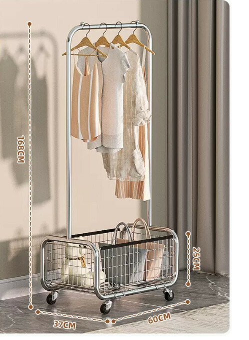 Hotly recommended multifunctional coat rack, clothes drying rack, simple hanging wardrobe, clothes drying rack [silver bold and deepened U-shaped mesh frame clothes hanger 60cm (black edge)]