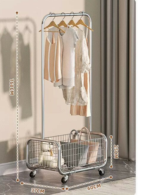 Hot recommended multifunctional coat rack, clothes drying rack, simple hanging wardrobe, clothes drying rack [silver bold and deepened U-shaped mesh frame clothes hanger 60cm]