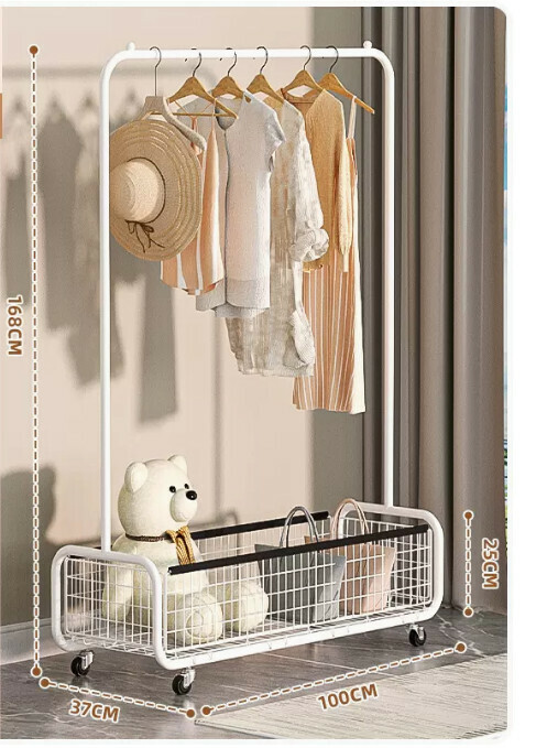 Hot recommended multifunctional coat rack, clothes drying rack, simple hanging wardrobe, clothes drying rack [milk white thickened and deepened U-shaped mesh frame clothes hanger 100cm (black edge)]