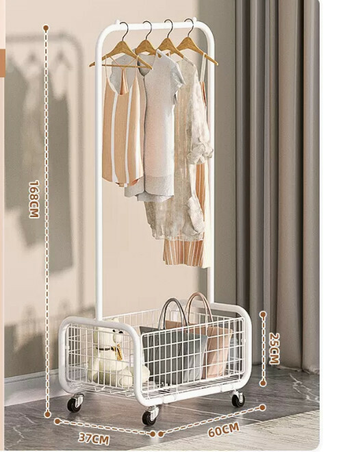 Hot recommended multifunctional coat rack, clothes drying rack, simple hanging wardrobe, clothes drying rack [milk white thickened and deepened U-shaped mesh frame clothes hanger 60cm]