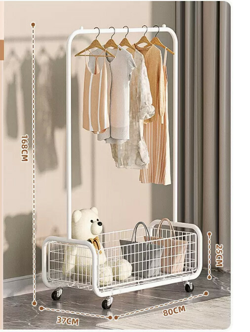 Hot recommended multifunctional coat rack, clothes drying rack, simple hanging wardrobe, clothes drying rack [milk white thickened and deepened U-shaped mesh frame clothes hanger 80cm]