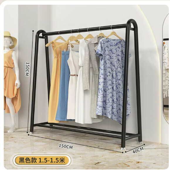 Hotly recommended multifunctional coat rack, clothes drying rack, hanging rack, simple hanging wardrobe, clothes drying rack [extra thick tube] length 150*height 150 nanometer black [size: (large)]