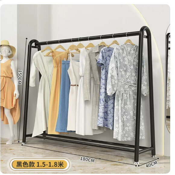 Hot recommended multifunctional coat rack, clothes drying rack, hanging rack, simple hanging wardrobe, clothes drying rack [extra thick tube] length 180*height 150 nanometer black [size: (large)]
