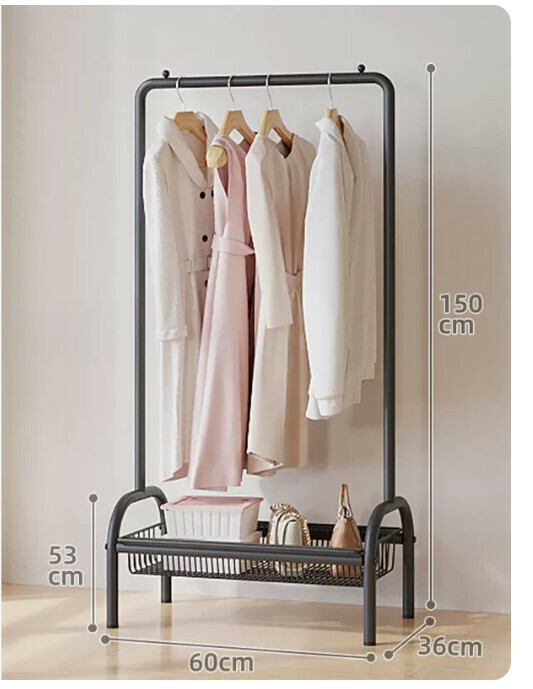 Hot recommended multifunctional coat rack, clothes drying rack, simple hanging wardrobe, clothes drying rack [[60cm cool black] reinforced and thickened single layer]