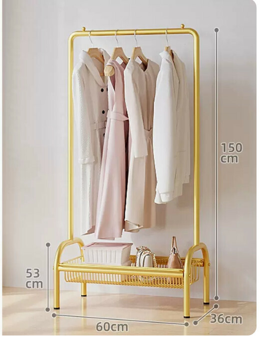 Hotly recommended multifunctional coat rack, clothes drying rack, simple hanging wardrobe, clothes drying rack [[60cm light luxury gold] reinforced and thickened single layer]