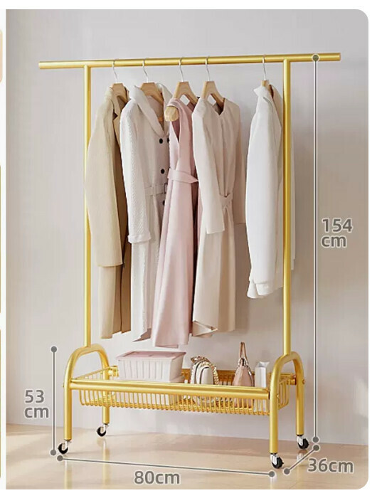 Hotly recommended multifunctional coat rack, clothes drying rack, simple hanging wardrobe, clothes drying rack [classic style [80cm light luxury gold] reinforced and thickened single layer]