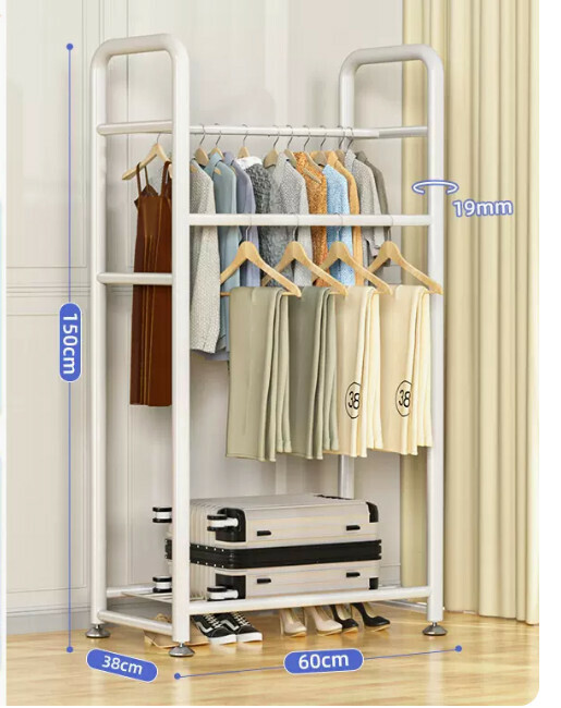 Hot recommended multifunctional coat rack, clothes drying rack, simple hanging wardrobe, clothes drying rack [Haoyuefeng value 60cm simple double pole + foot pad]