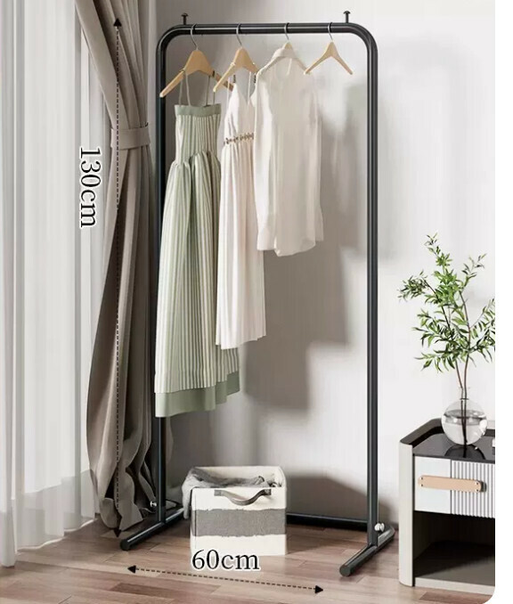 Popular multifunctional coat rack, clothes drying rack, simple hanging wardrobe, clothes drying rack [60*130-U-shaped model] 25 diameter/extra thick and thickened/elegant black]