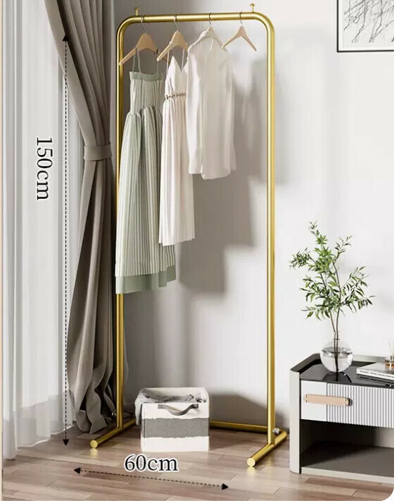 Popular multifunctional coat rack, clothes drying rack, simple hanging wardrobe, clothes drying rack [60*150-U-shaped model] 25 diameter/extra thick and thickened/light luxury gold]