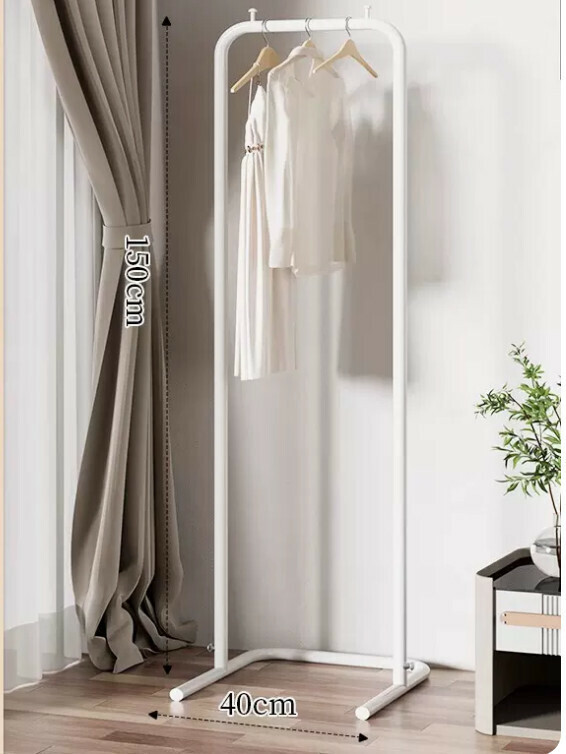 Hotly recommended multifunctional coat rack, clothes drying rack, simple hanging wardrobe, clothes drying rack [40*150-U-shaped model] 25 pipe diameter/extra thick and thickened/cream white]