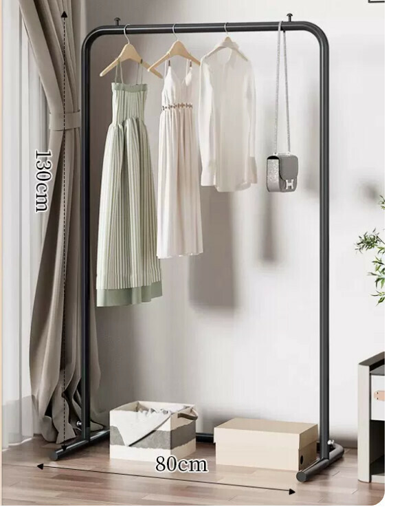 Popular multifunctional coat rack, clothes drying rack, simple hanging wardrobe, clothes drying rack [80*130-U-shaped model] 25 diameter/extra thick and thickened/elegant black]