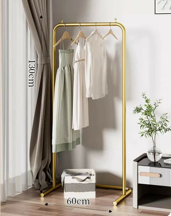 Hotly recommended multifunctional coat rack, clothes drying rack, simple hanging wardrobe, clothes drying rack [60*130-U-shaped model] 25 pipe diameter/extra thick and thickened/light luxury gold]
