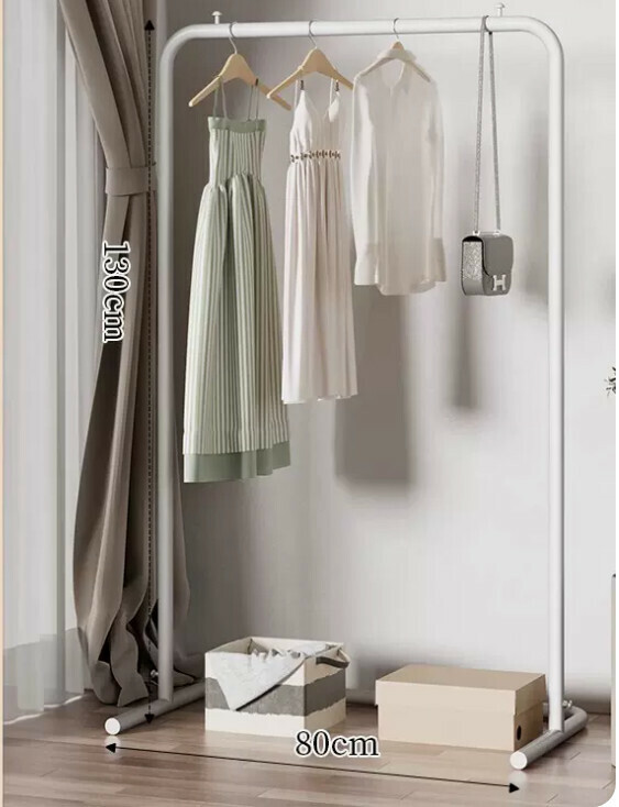 Popular multifunctional coat rack, clothes drying rack, simple hanging wardrobe, clothes drying rack [80*130-U-shaped model] 25 diameter/extra thick and thickened/cream white]