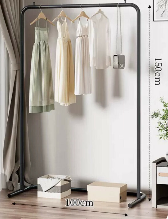 Popular multifunctional coat rack, clothes drying rack, simple hanging wardrobe, clothes drying rack [100*150-U-shaped model] 25 diameter/extra thick and thickened/elegant black]