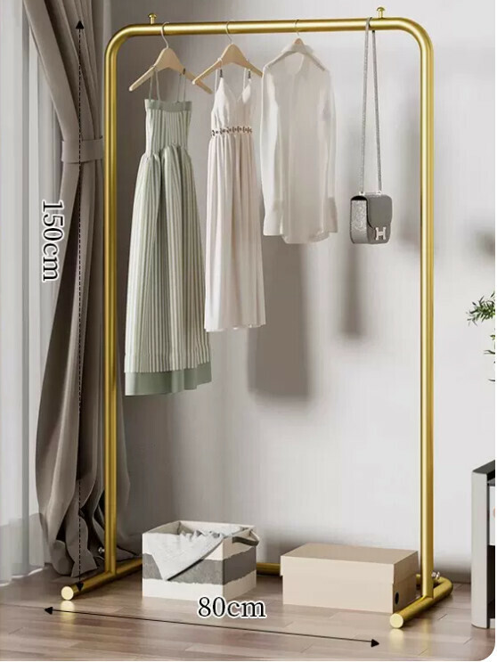 Popular multifunctional coat rack, clothes drying rack, simple hanging wardrobe, clothes drying rack [80*150-U-shaped model] 25 diameter/extra thick and thickened/light luxury gold]