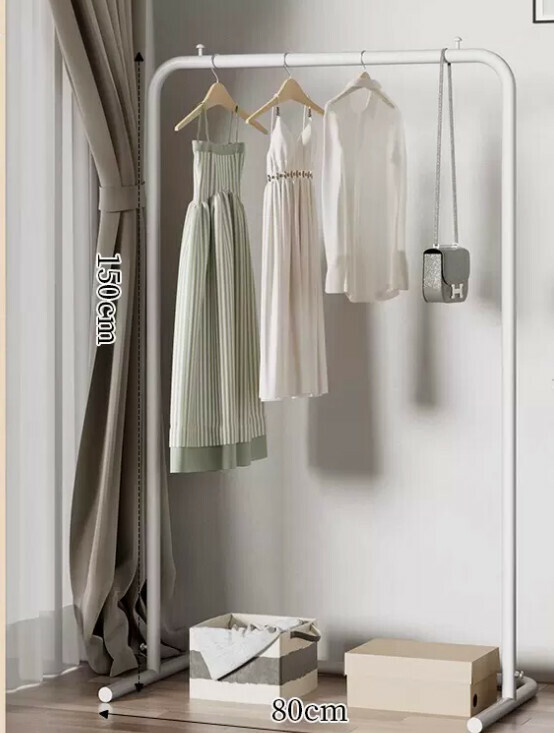 Popular multifunctional coat rack, clothes drying rack, simple hanging wardrobe, clothes drying rack [80*150-U-shaped model] 25 diameter/extra thick and thickened/cream white]