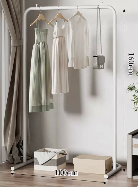 Popular multifunctional coat rack, clothes drying rack, simple hanging wardrobe, clothes drying rack [100*160-U-shaped model] 25 diameter/extra thick and thickened/cream white]