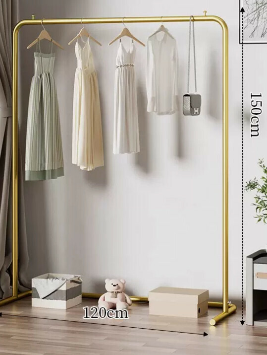 Popular multifunctional coat rack, clothes drying rack, simple hanging wardrobe, clothes drying rack [120*150-U-shaped model] 25 diameter/extra thick and thickened/light luxury gold]