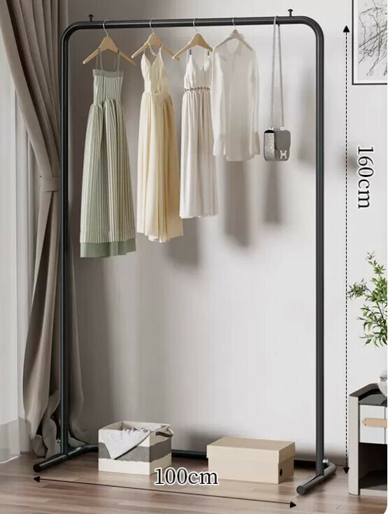 Popular multifunctional coat rack, clothes drying rack, simple hanging wardrobe, clothes drying rack [100*160-U-shaped model] 25 diameter/extra thick and thickened/elegant black]