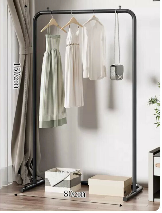 Popular multifunctional coat rack, clothes drying rack, simple hanging wardrobe, clothes drying rack [80*150-U-shaped model] 25 diameter/extra thick and thickened/elegant black]