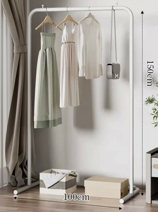 Popular multifunctional coat rack, clothes drying rack, simple hanging wardrobe, clothes drying rack [100*150-U-shaped model] 25 diameter/extra thick and thickened/cream white]