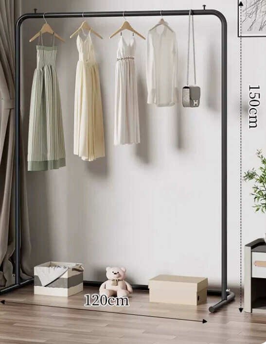 Popular multifunctional coat rack, clothes drying rack, simple hanging wardrobe, clothes drying rack [120*150-U-shaped model] 25 diameter/extra thick and thickened/elegant black]